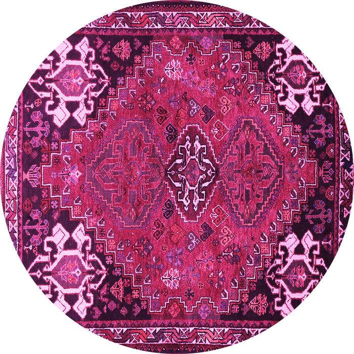 Round Persian Pink Traditional Rug, tr907pnk