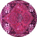 Round Persian Pink Traditional Rug, tr907pnk
