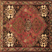 Square Machine Washable Persian Brown Traditional Rug, wshtr907brn