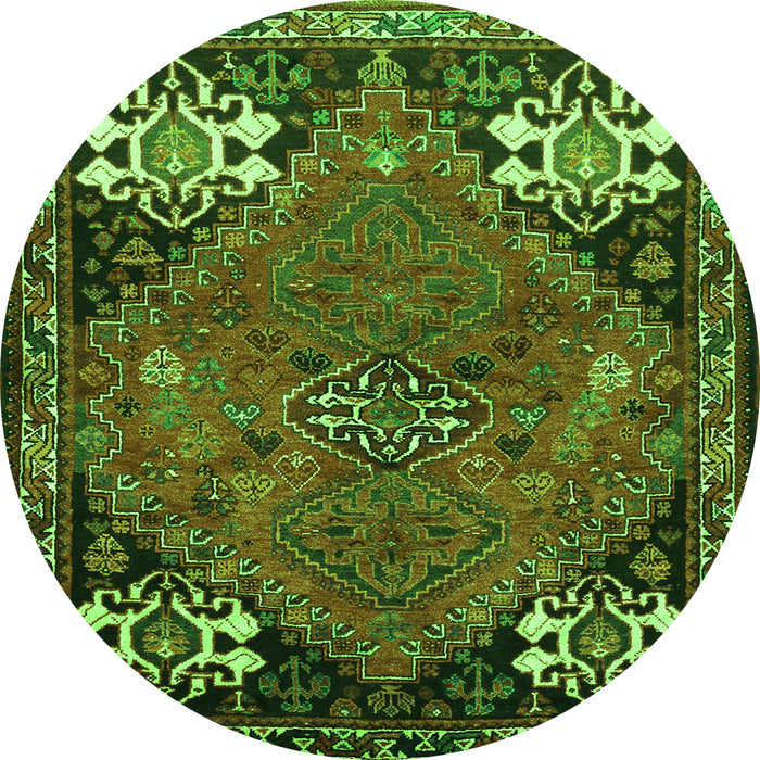 Square Persian Green Traditional Rug, tr907grn