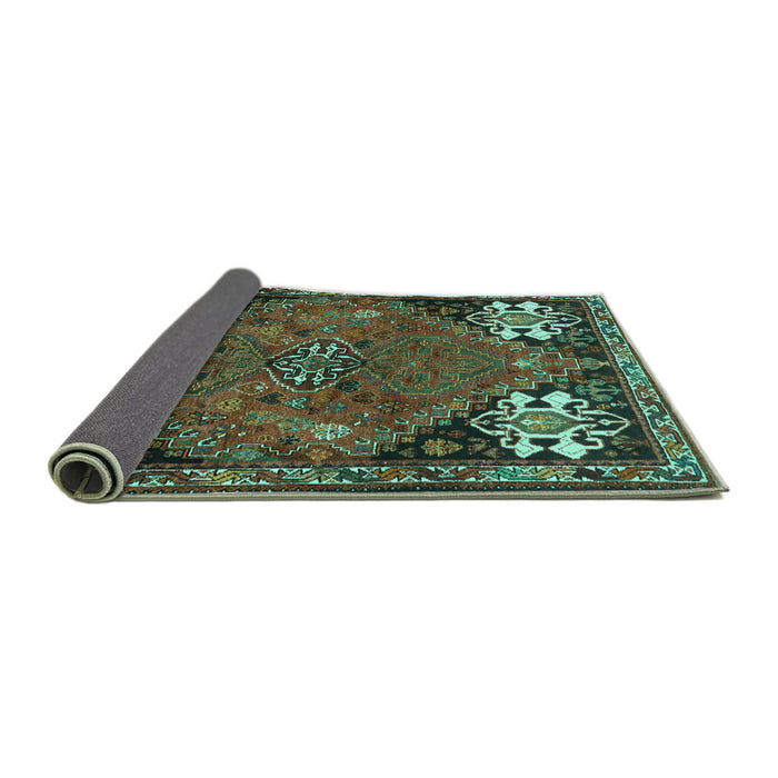 Sideview of Persian Turquoise Traditional Rug, tr907turq