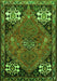 Serging Thickness of Machine Washable Persian Green Traditional Area Rugs, wshtr907grn