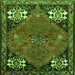 Round Machine Washable Persian Green Traditional Area Rugs, wshtr907grn