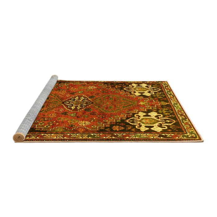 Sideview of Machine Washable Persian Yellow Traditional Rug, wshtr907yw
