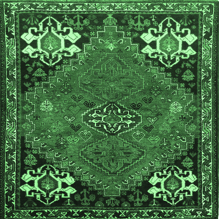 Square Persian Emerald Green Traditional Rug, tr907emgrn