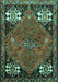 Machine Washable Persian Turquoise Traditional Area Rugs, wshtr907turq