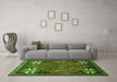 Machine Washable Persian Green Traditional Area Rugs in a Living Room,, wshtr907grn