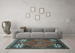 Machine Washable Persian Light Blue Traditional Rug in a Living Room, wshtr907lblu