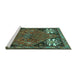 Sideview of Machine Washable Persian Turquoise Traditional Area Rugs, wshtr907turq