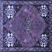 Square Machine Washable Persian Blue Traditional Rug, wshtr907blu