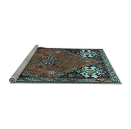 Sideview of Machine Washable Persian Light Blue Traditional Rug, wshtr907lblu