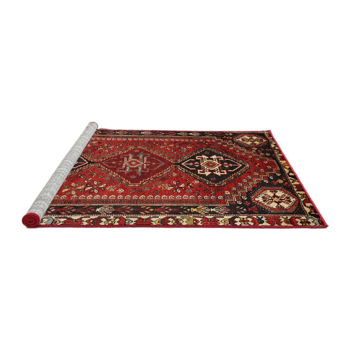 Sideview of Machine Washable Traditional Tomato Red Rug, wshtr908