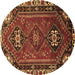 Round Machine Washable Persian Brown Traditional Rug, wshtr908brn