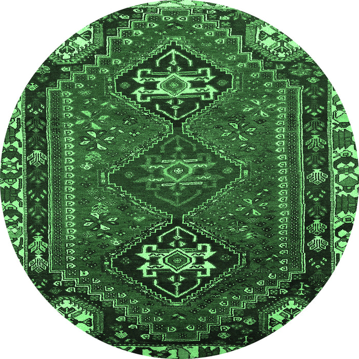 Round Persian Emerald Green Traditional Rug, tr908emgrn