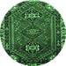 Round Persian Emerald Green Traditional Rug, tr908emgrn