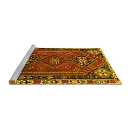 Sideview of Machine Washable Persian Yellow Traditional Rug, wshtr908yw