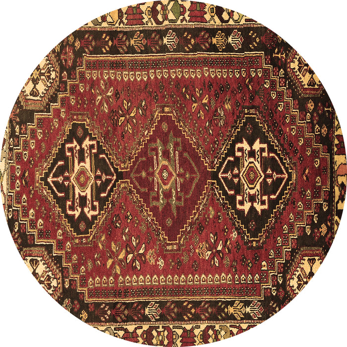 Round Persian Brown Traditional Rug, tr908brn