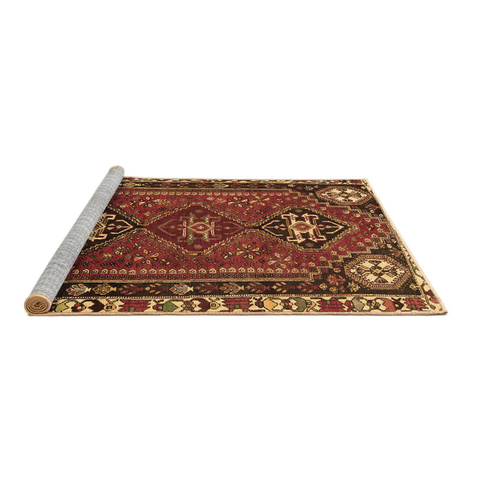 Sideview of Machine Washable Persian Brown Traditional Rug, wshtr908brn