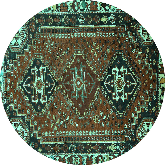 Round Persian Turquoise Traditional Rug, tr908turq