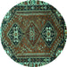Round Persian Turquoise Traditional Rug, tr908turq