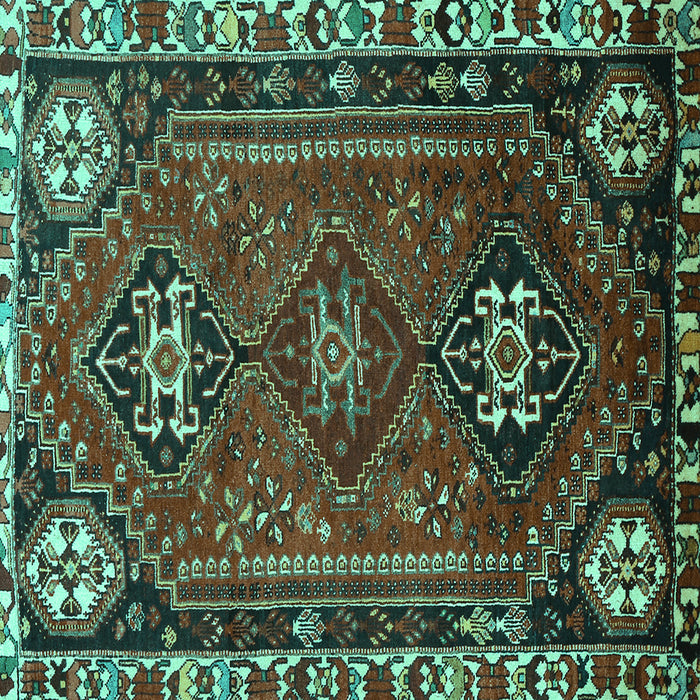 Square Machine Washable Persian Turquoise Traditional Area Rugs, wshtr908turq
