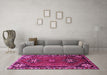 Machine Washable Persian Pink Traditional Rug in a Living Room, wshtr908pnk