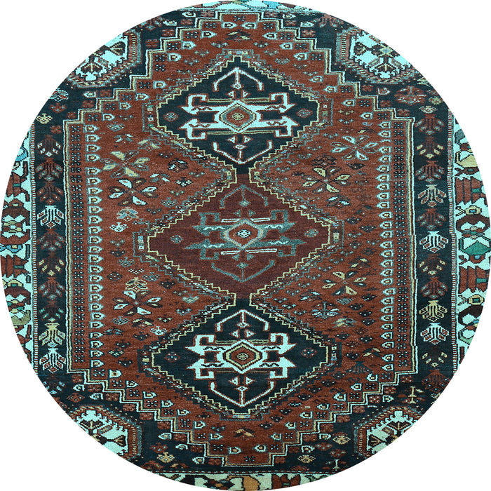 Round Machine Washable Persian Light Blue Traditional Rug, wshtr908lblu