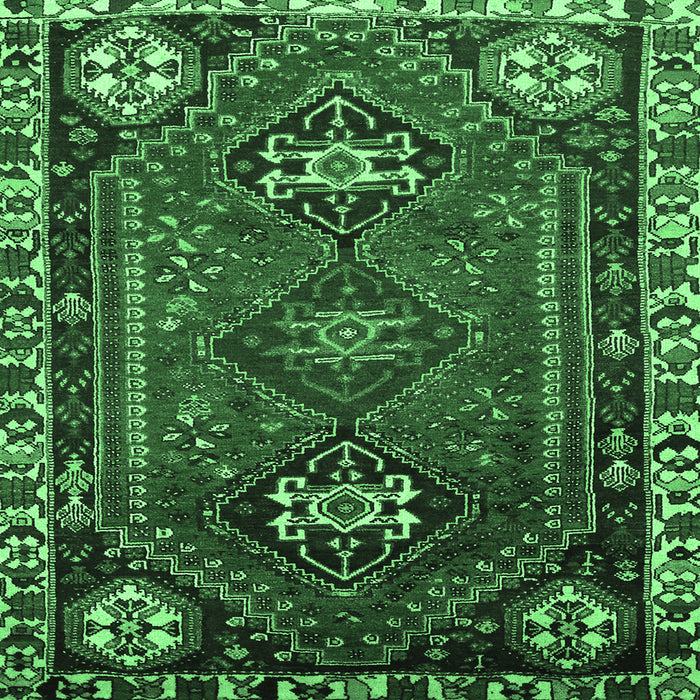 Square Machine Washable Persian Emerald Green Traditional Area Rugs, wshtr908emgrn