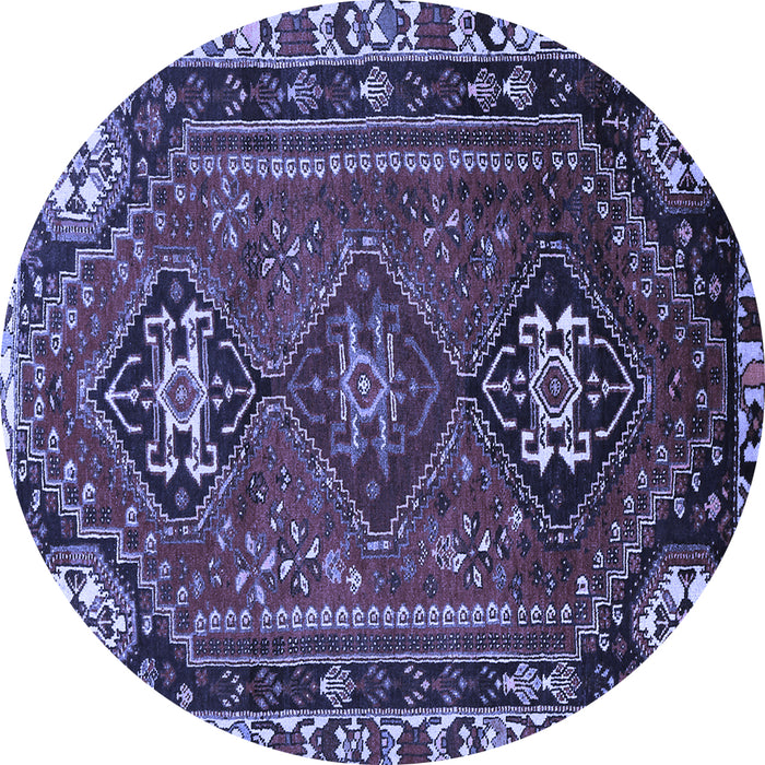 Round Machine Washable Persian Blue Traditional Rug, wshtr908blu