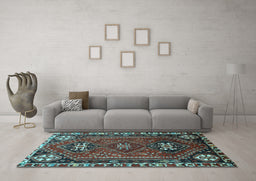 Machine Washable Persian Light Blue Traditional Rug in a Living Room, wshtr908lblu