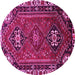 Round Machine Washable Persian Pink Traditional Rug, wshtr908pnk