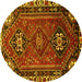Round Persian Yellow Traditional Rug, tr908yw