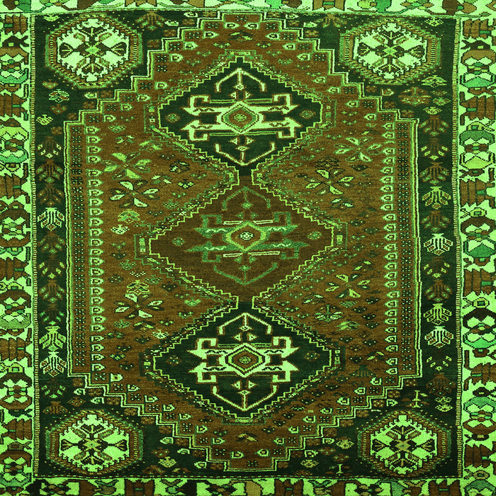 Round Machine Washable Persian Green Traditional Area Rugs, wshtr908grn