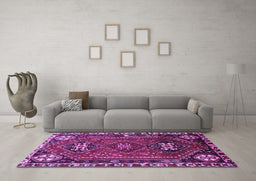 Machine Washable Persian Purple Traditional Area Rugs in a Living Room, wshtr908pur