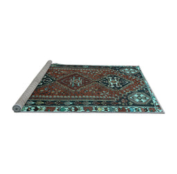 Sideview of Machine Washable Persian Light Blue Traditional Rug, wshtr908lblu