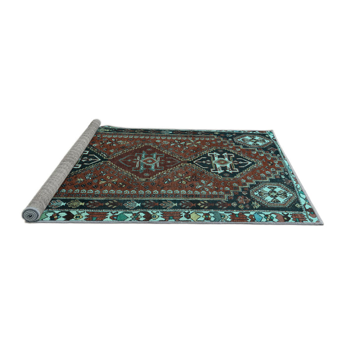Sideview of Machine Washable Persian Light Blue Traditional Rug, wshtr908lblu