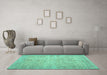 Machine Washable Persian Turquoise Traditional Area Rugs in a Living Room,, wshtr909turq