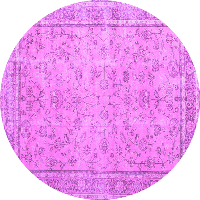 Round Machine Washable Persian Purple Traditional Area Rugs, wshtr909pur