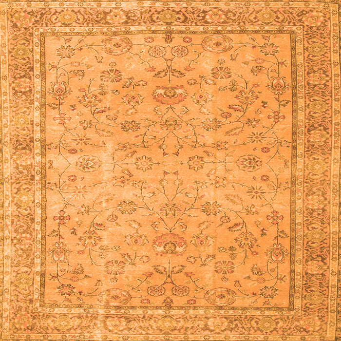 Round Machine Washable Persian Orange Traditional Area Rugs, wshtr909org