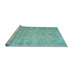 Sideview of Machine Washable Persian Light Blue Traditional Rug, wshtr909lblu