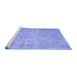 Sideview of Machine Washable Persian Blue Traditional Rug, wshtr909blu