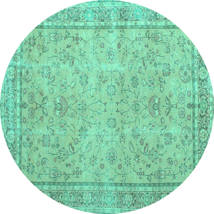 Round Machine Washable Persian Turquoise Traditional Area Rugs, wshtr909turq