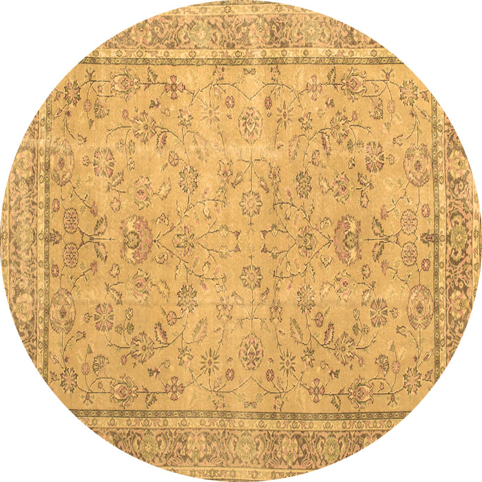 Round Machine Washable Persian Brown Traditional Rug, wshtr909brn