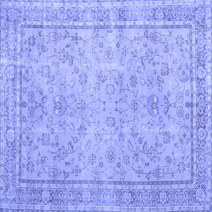 Square Machine Washable Persian Blue Traditional Rug, wshtr909blu