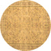 Round Persian Brown Traditional Rug, tr909brn