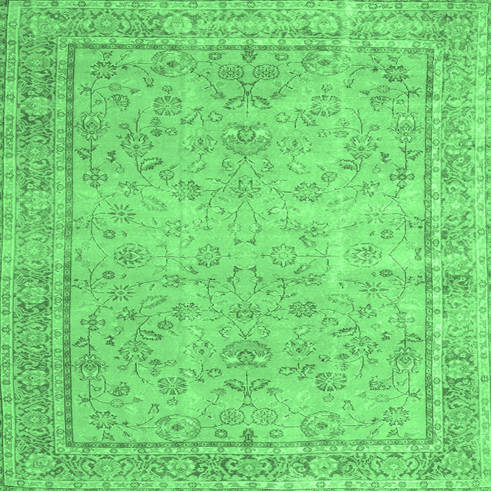 Square Persian Emerald Green Traditional Rug, tr909emgrn
