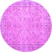 Round Persian Purple Traditional Rug, tr909pur