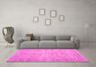 Machine Washable Persian Pink Traditional Rug in a Living Room, wshtr909pnk