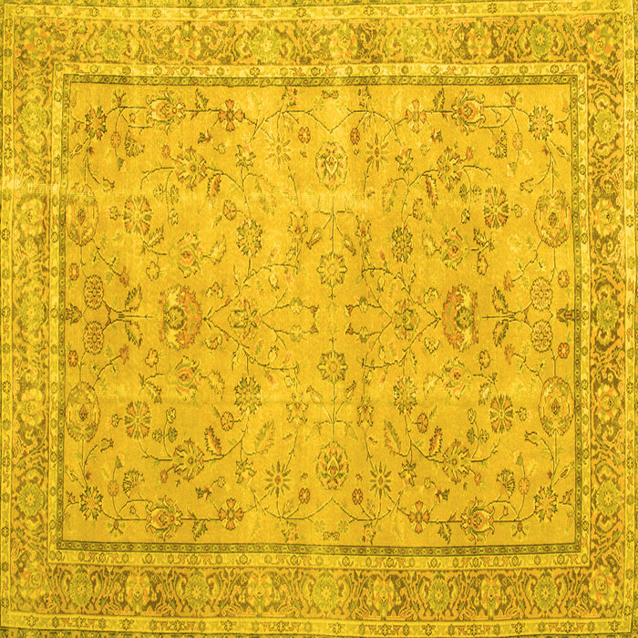 Square Machine Washable Persian Yellow Traditional Rug, wshtr909yw