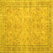 Square Machine Washable Persian Yellow Traditional Rug, wshtr909yw